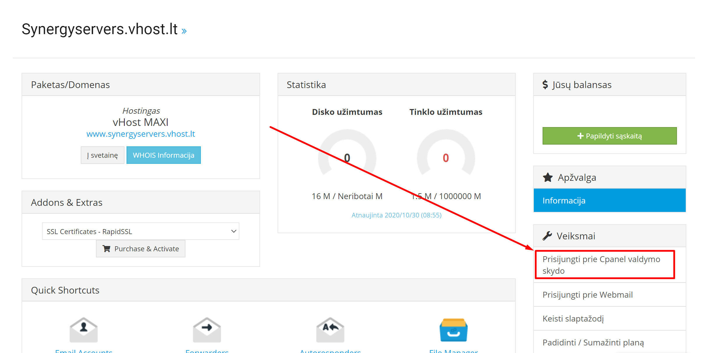 vhost.lt-spauskite-prisijungti-cpanel